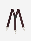 Bretelles homme bordeaux à pois à mousqueton - Bretelles avec finitions en cuir premium et 3 attaches -Fabrication Française - Pierrot