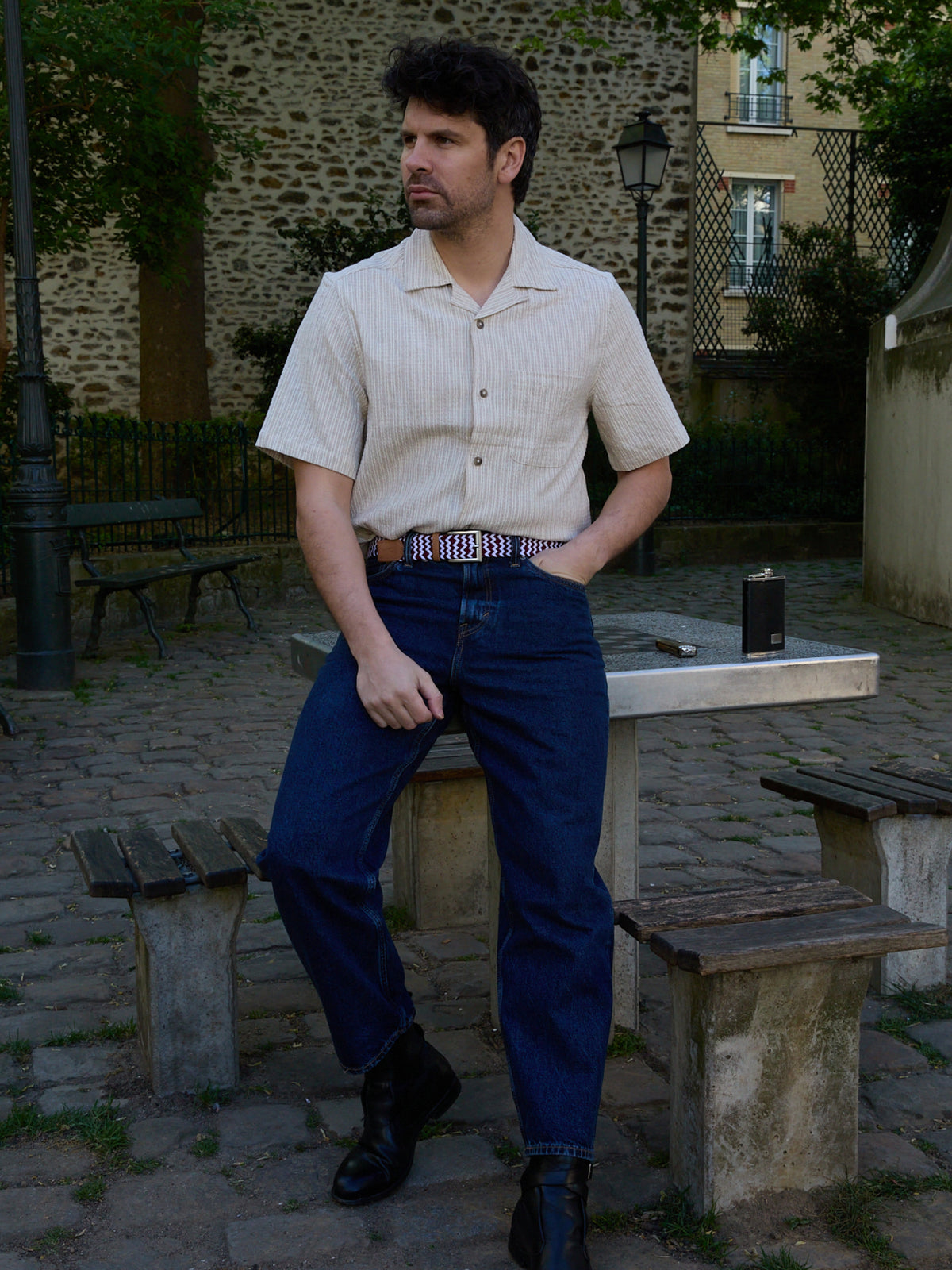 Ceinture Tressée Bordeaux et Blanc Pierrot x Vertical - Pierrot