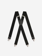 Bretelles Homme Noires Finitions Cuir - Fabriquées en France - Pierrot