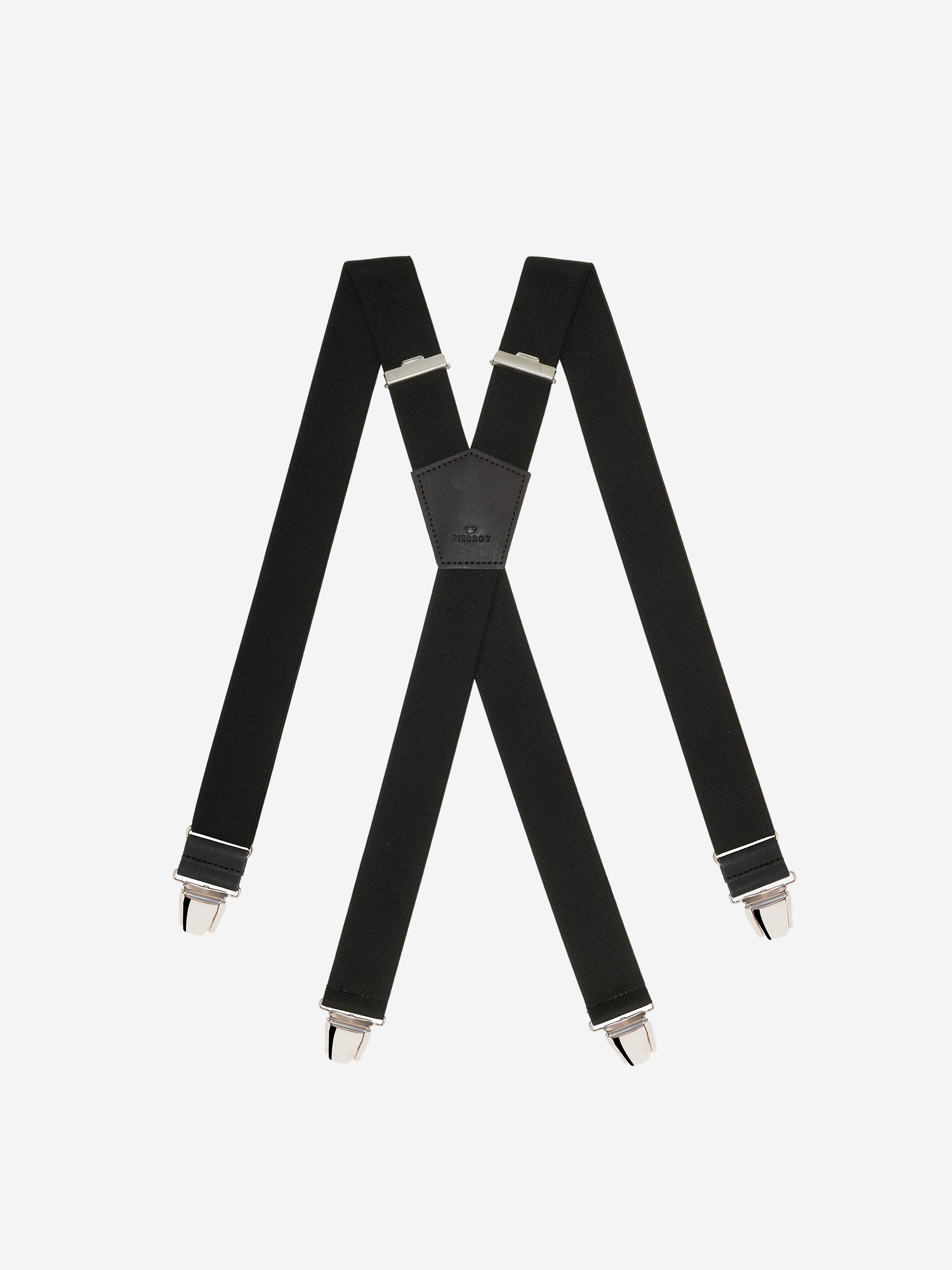 Bretelles Homme Noires Finitions Cuir - Fabriquées en France - Pierrot