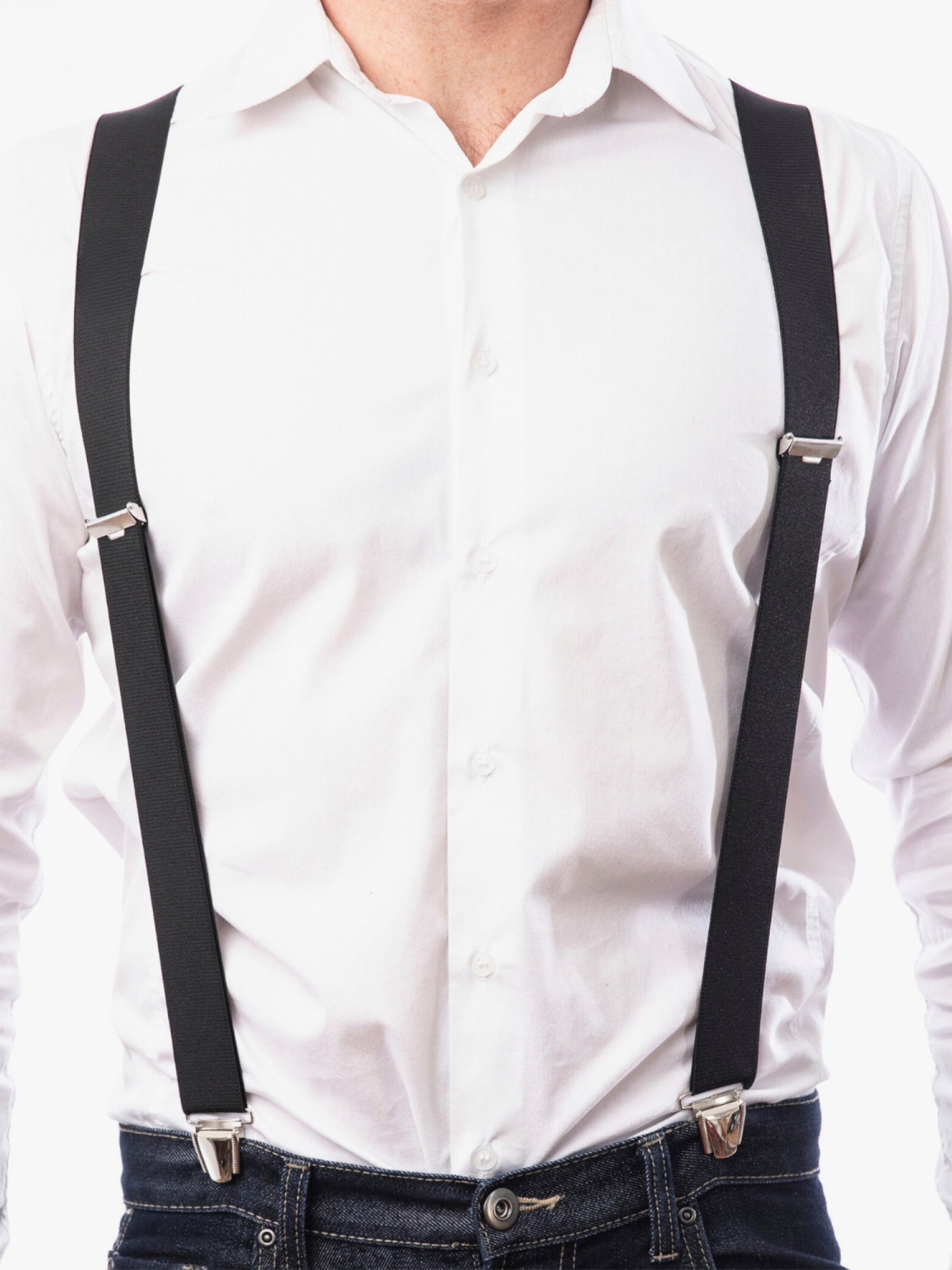 Bretelle noir pour homme sur chemise
