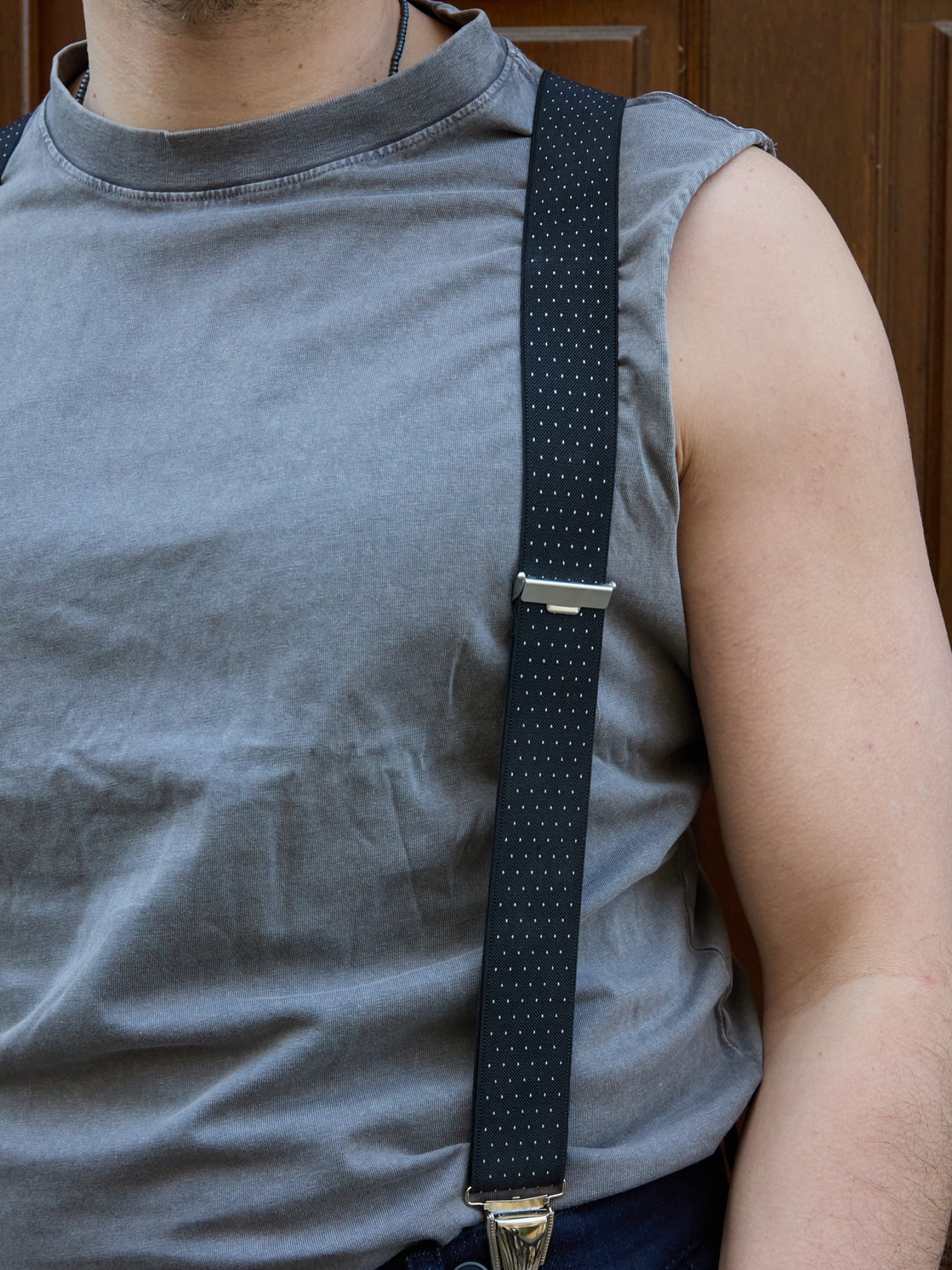 Bretelles à Pois Finitions Cuir Vertical x Pierrot