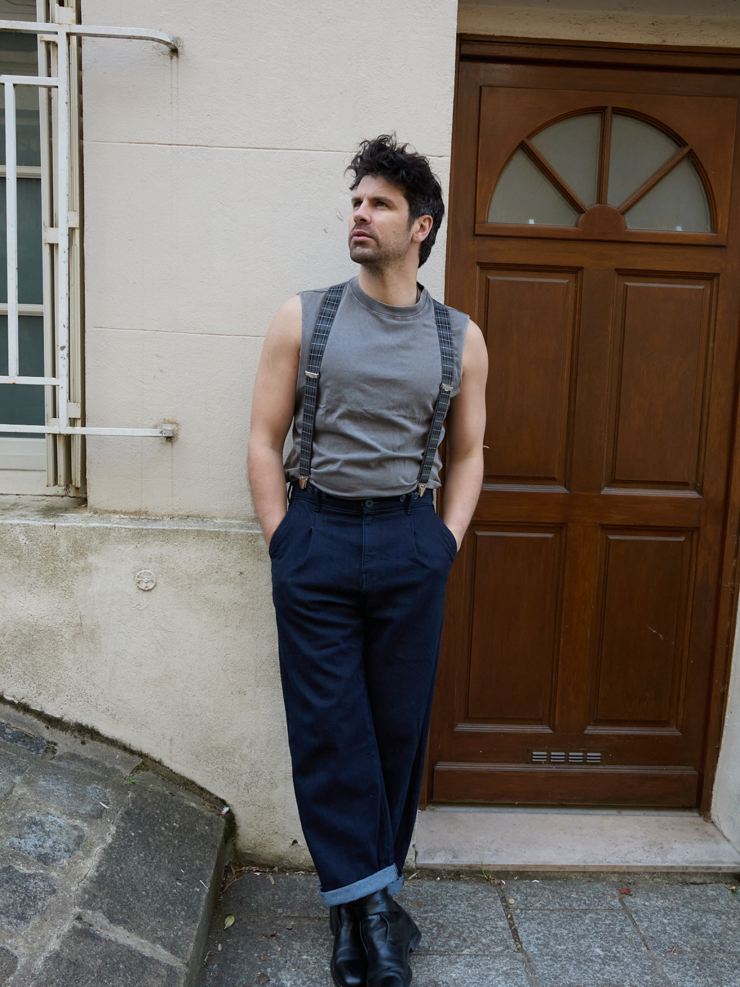 Bretelles à Carreaux Finitions Cuir Vertical x Pierrot