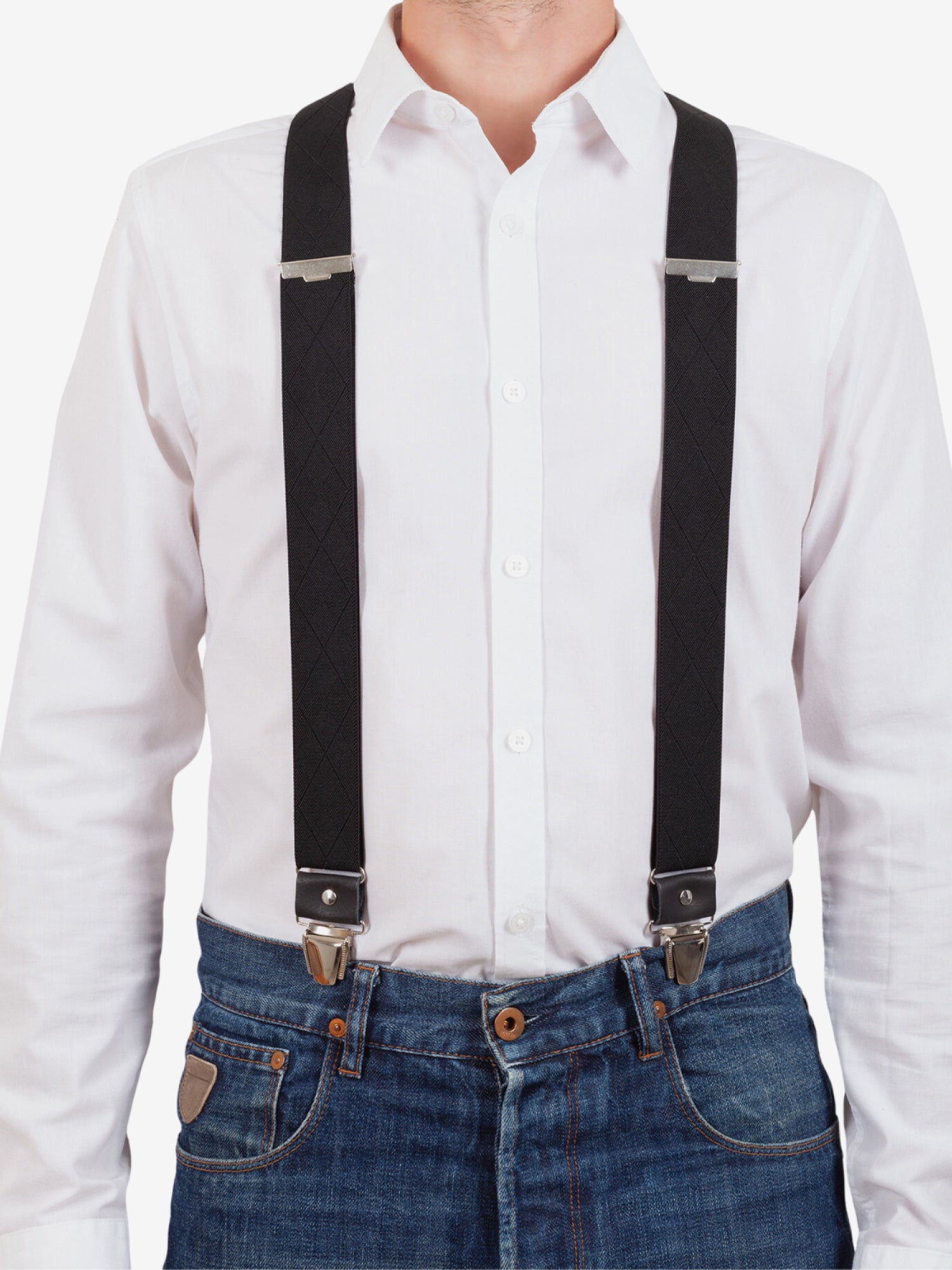 Bretelles à Carreaux Finitions Cuir - Pierrot