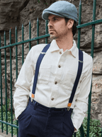 Bretelles à Carreaux Finitions Cuir - Pierrot