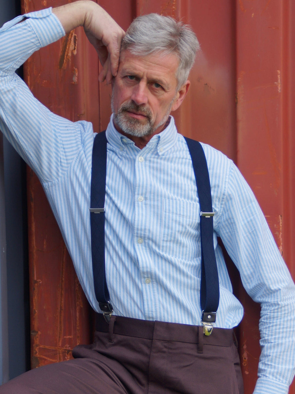 Bretelles à Carreaux Finitions Cuir - Pierrot