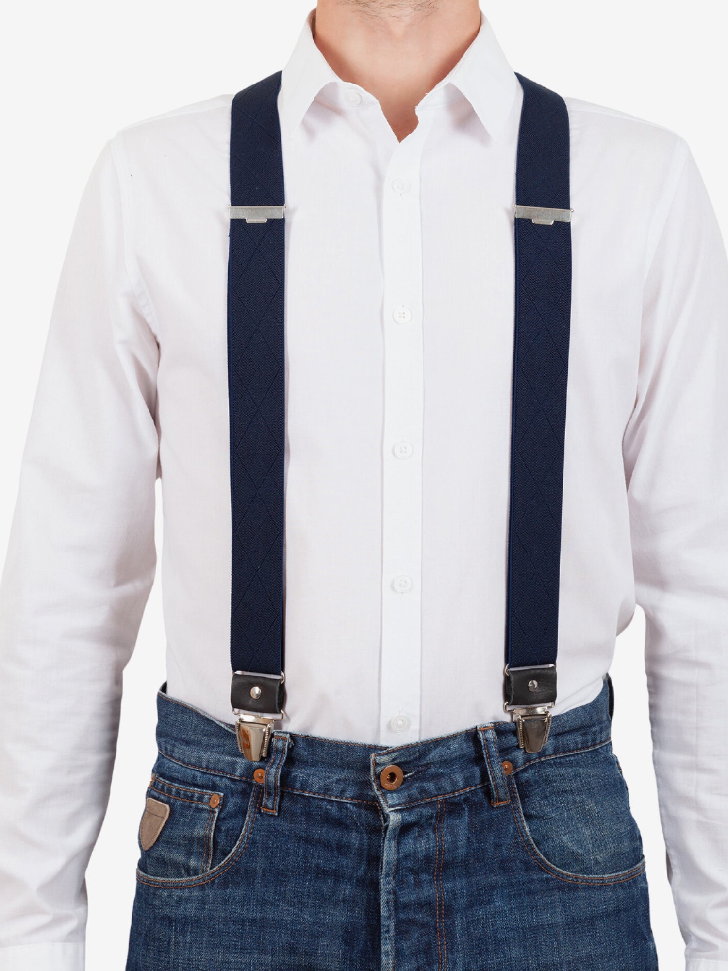 Bretelles à Carreaux Finitions Cuir - Pierrot