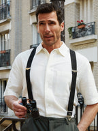 Bretelles à Carreaux Finitions Cuir - Pierrot