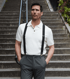 Bretelles à Carreaux Finitions Cuir - Pierrot