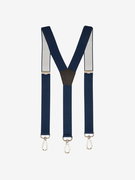 MASADA Bretelles Pour Hommes Mousqueton Robustes 3,5 Cm De Large Jusqu'à 195 Cm De Hauteur - Rayé-bleu Jaune Noir