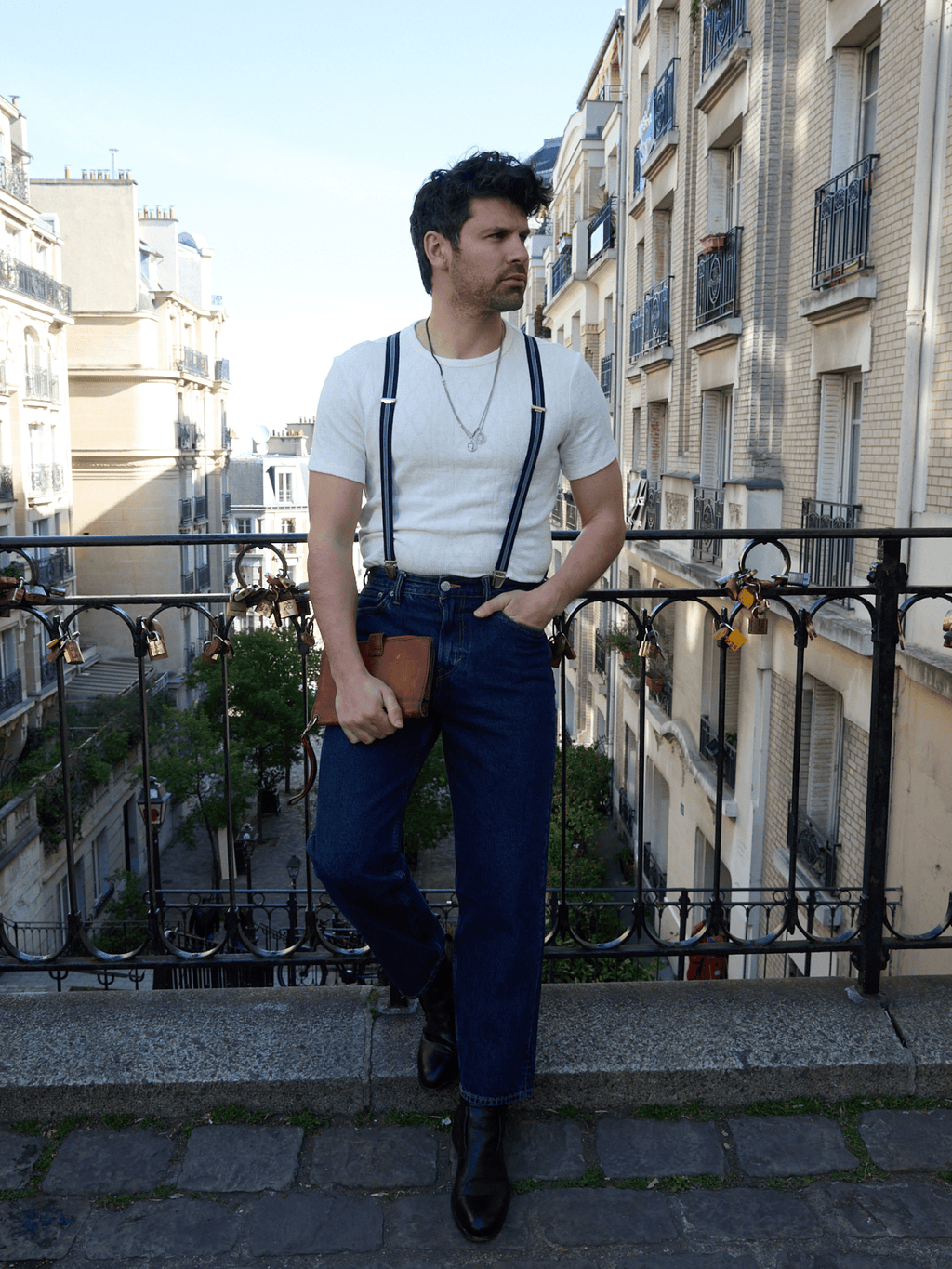 Bretelles Fines à Bandes Finitions Cuir Vertical x Pierrot - Pierrot