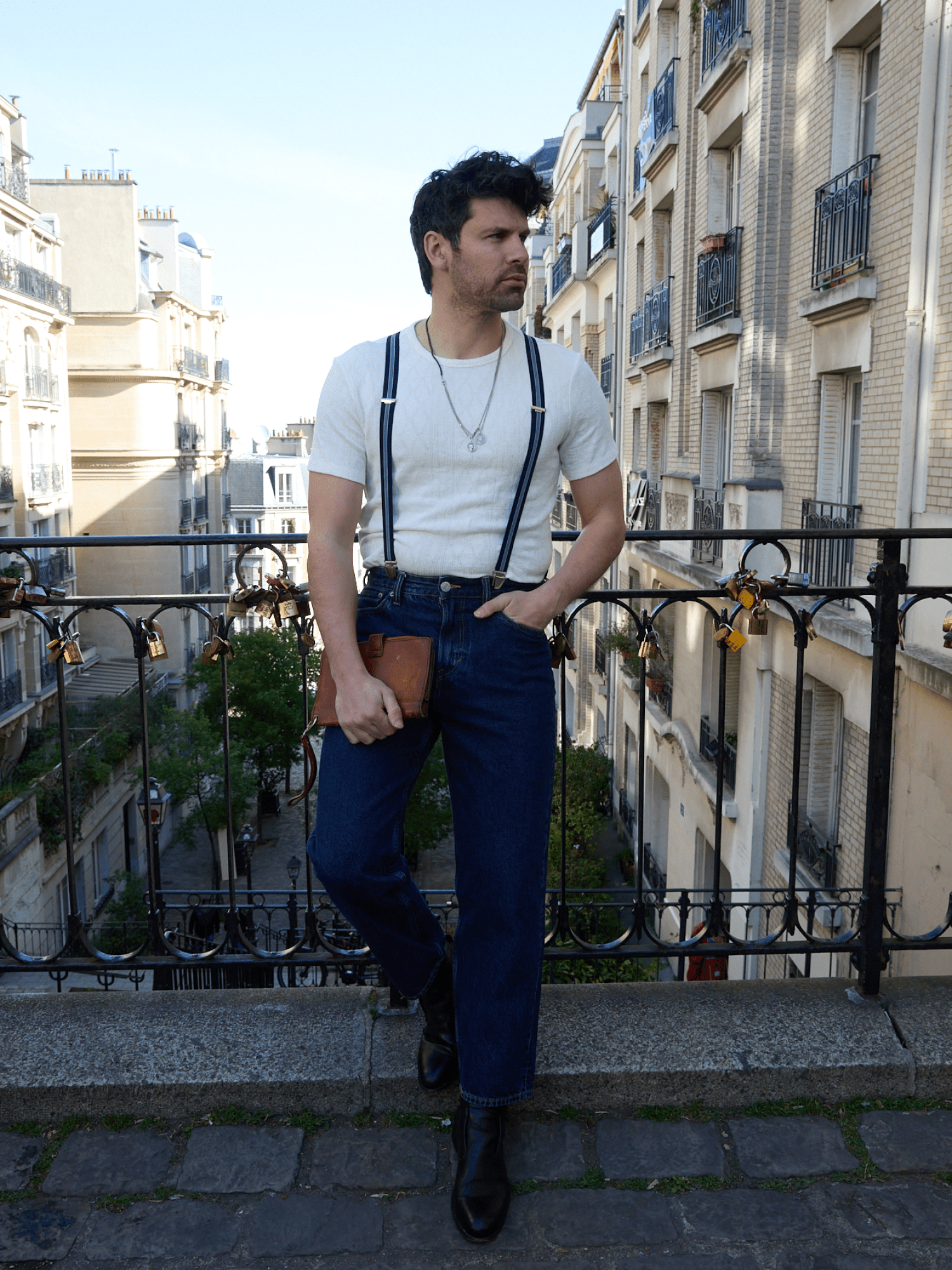 Bretelles Fines à Bandes Finitions Cuir Vertical x Pierrot - Pierrot