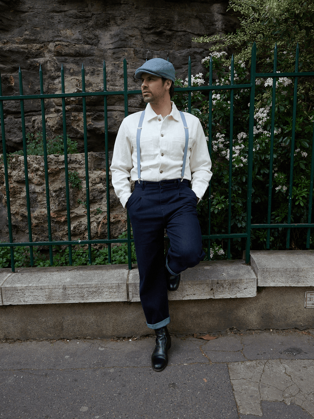 Bretelles Fines Unies Finitions Cuir Vertical x Pierrot - Pierrot