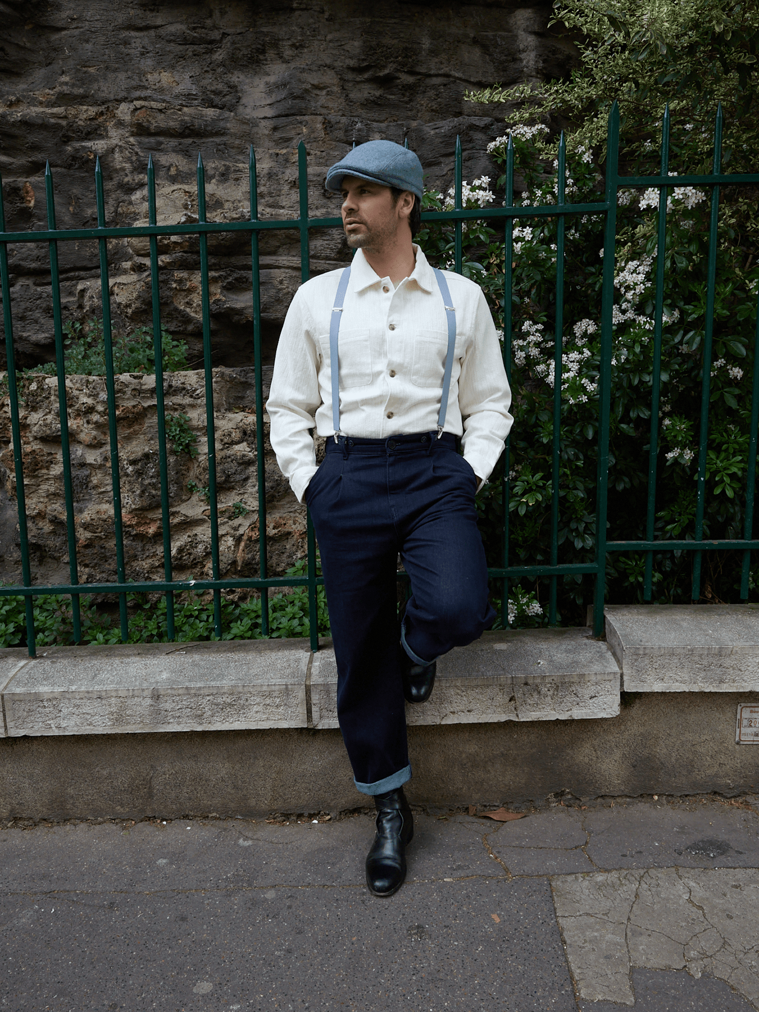 Bretelles Fines Unies Finitions Cuir Vertical x Pierrot - Pierrot