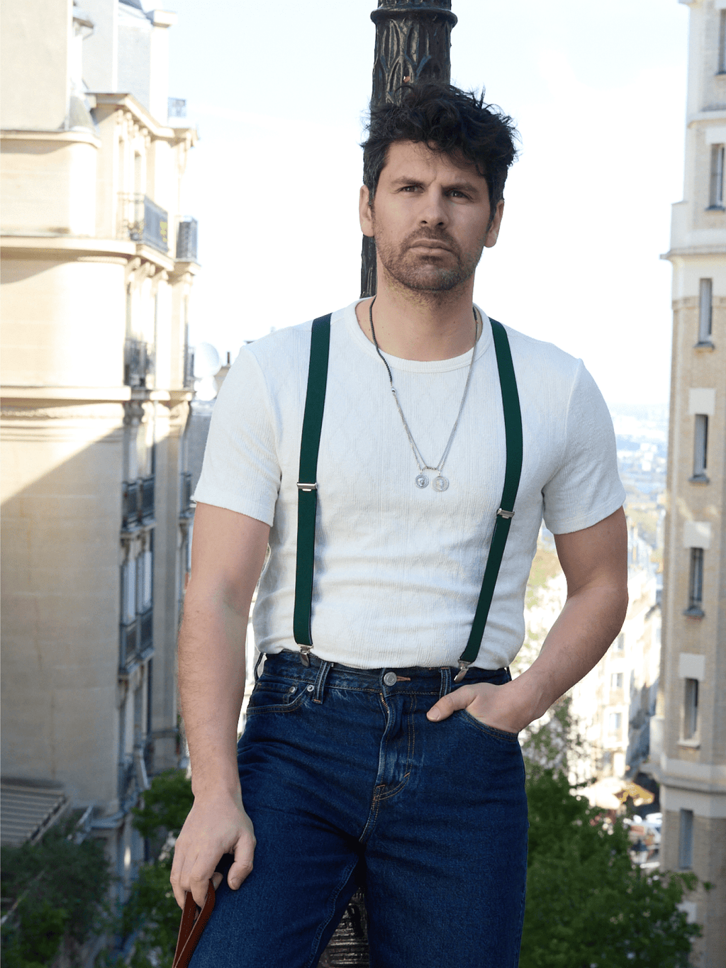 Bretelles Fines Unies Finitions Cuir Vertical x Pierrot - Pierrot
