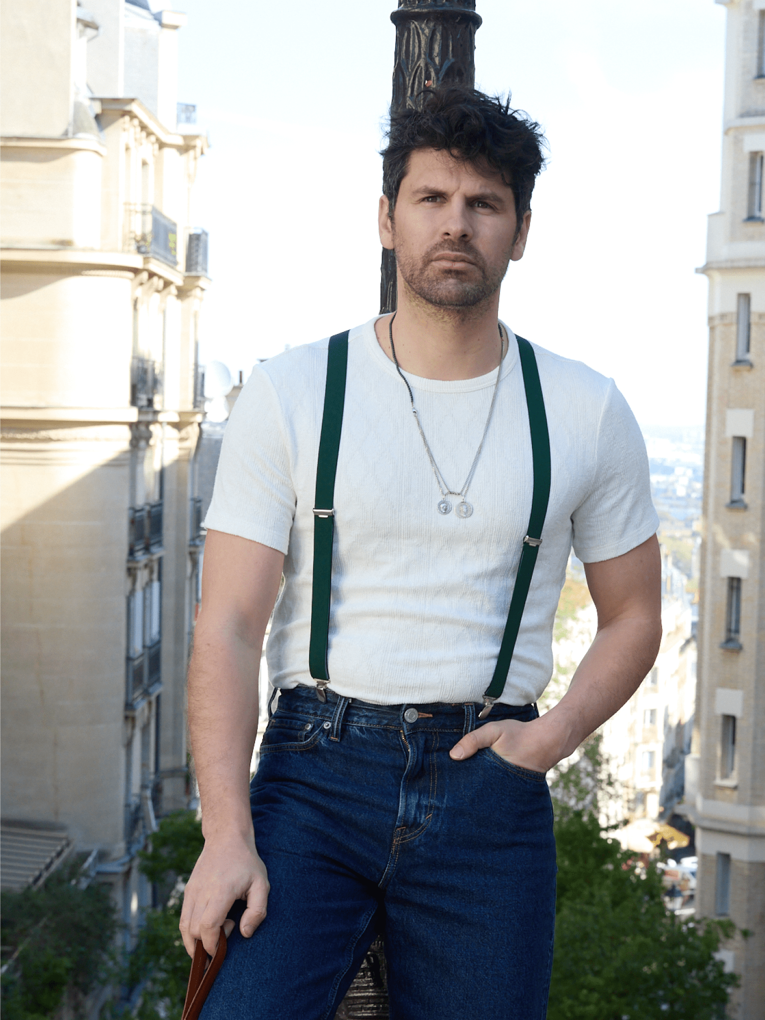 Bretelles Fines Unies Finitions Cuir Vertical x Pierrot - Pierrot