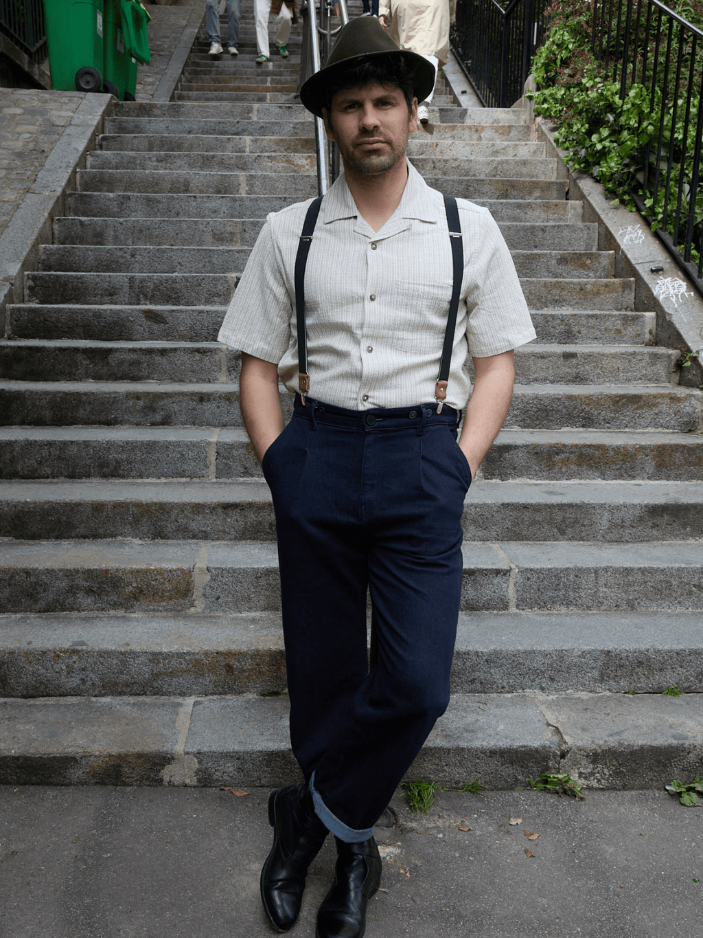 Bretelles Fines Unies Finitions Cuir Vertical x Pierrot - Pierrot