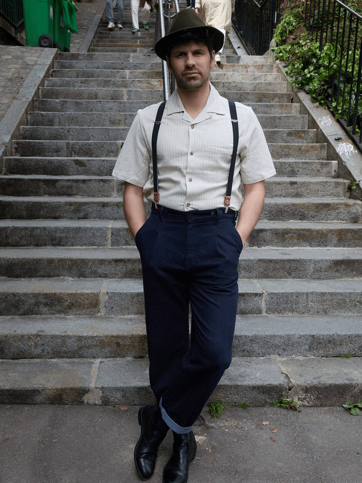 Bretelles Fines Unies Finitions Cuir Vertical x Pierrot - Pierrot