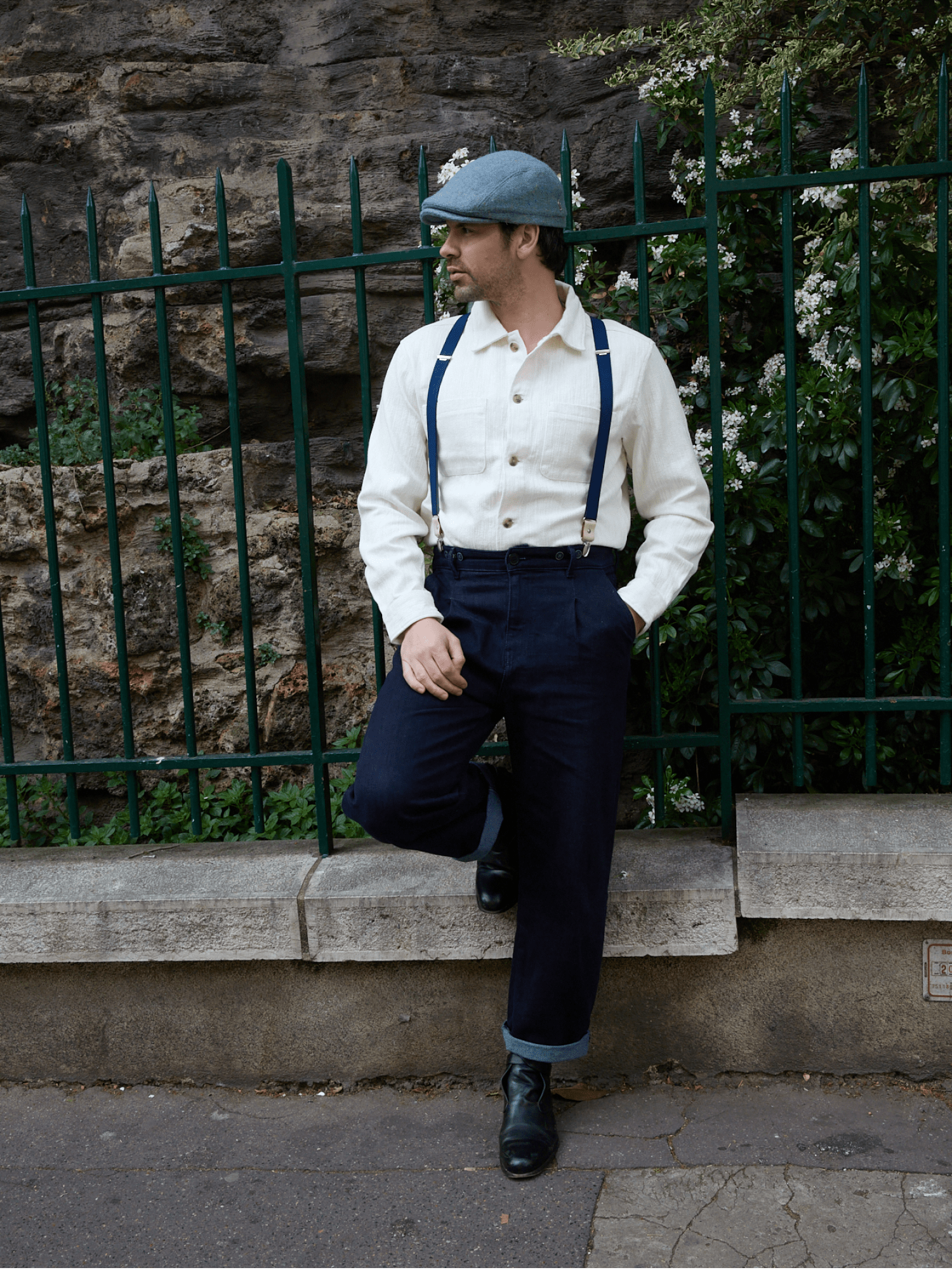 Bretelles Fines Unies Finitions Cuir Vertical x Pierrot - Pierrot