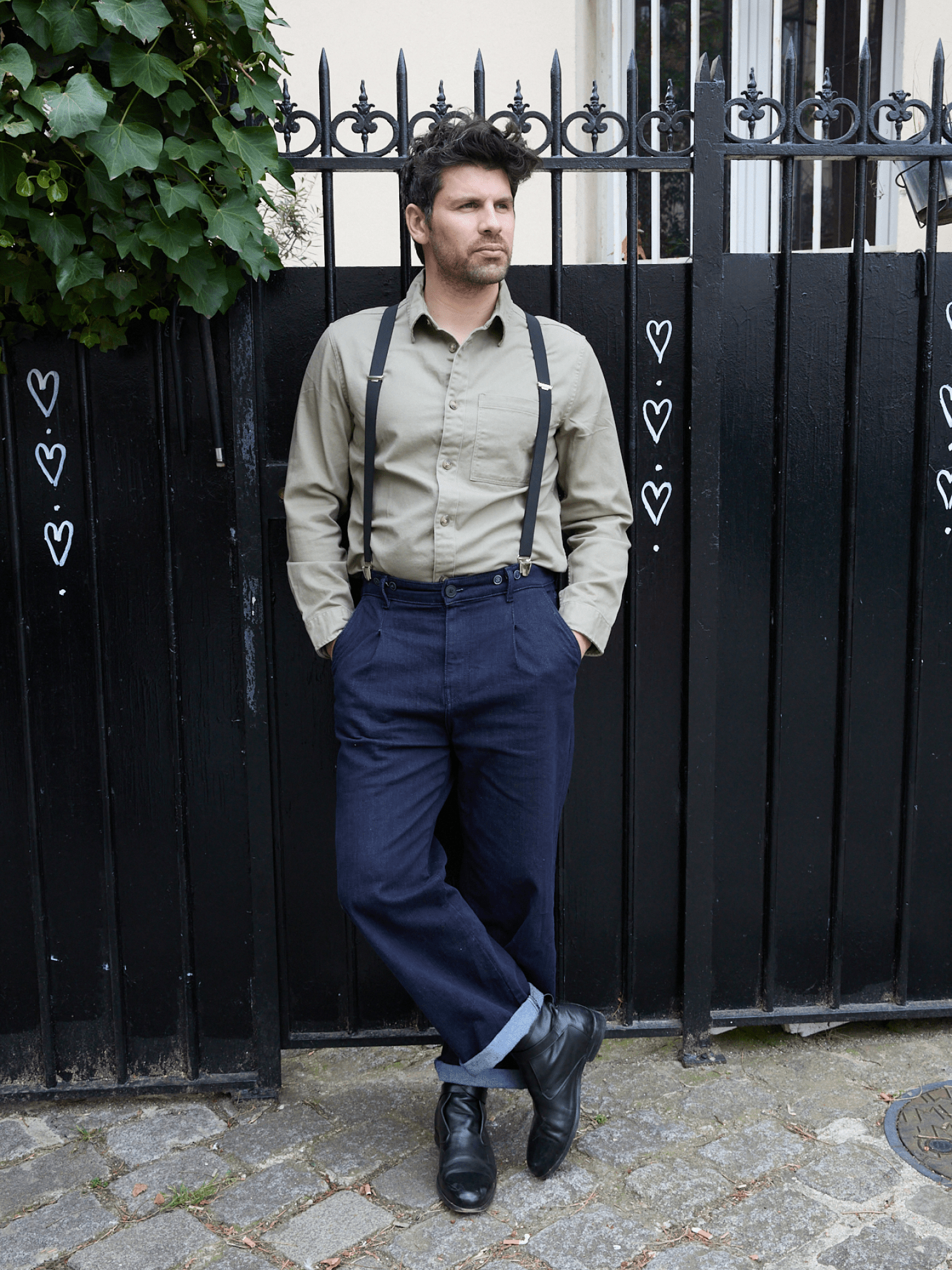 Bretelles Fines Unies Finitions Cuir vertical x Pierrot - Pierrot