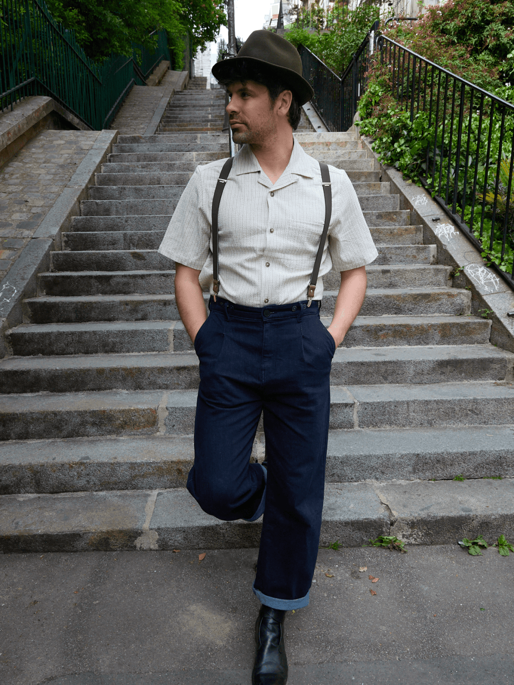 Bretelles Fines Unies Finitions Cuir Vertical x Pierrot - Pierrot