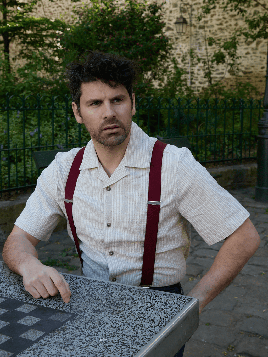 Bretelles Fines Unies Finitions Cuir Vertical x Pierrot - Pierrot