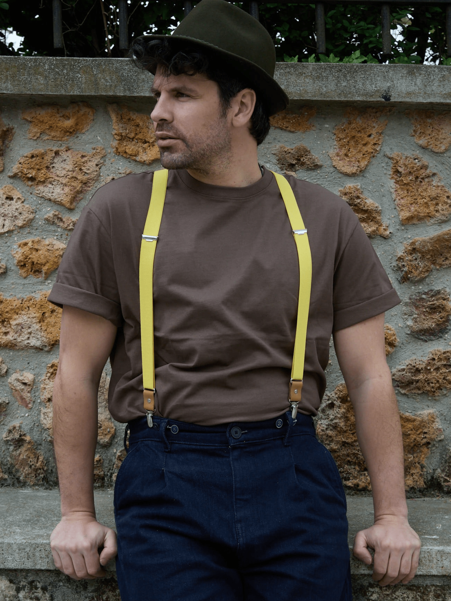 Bretelles Fines Unies Finitions Cuir Vertical x Pierrot - Pierrot