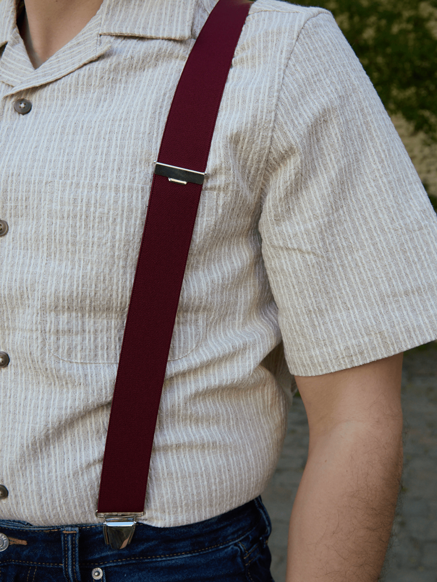 Bretelles Fines Unies Finitions Cuir Vertical x Pierrot - Pierrot