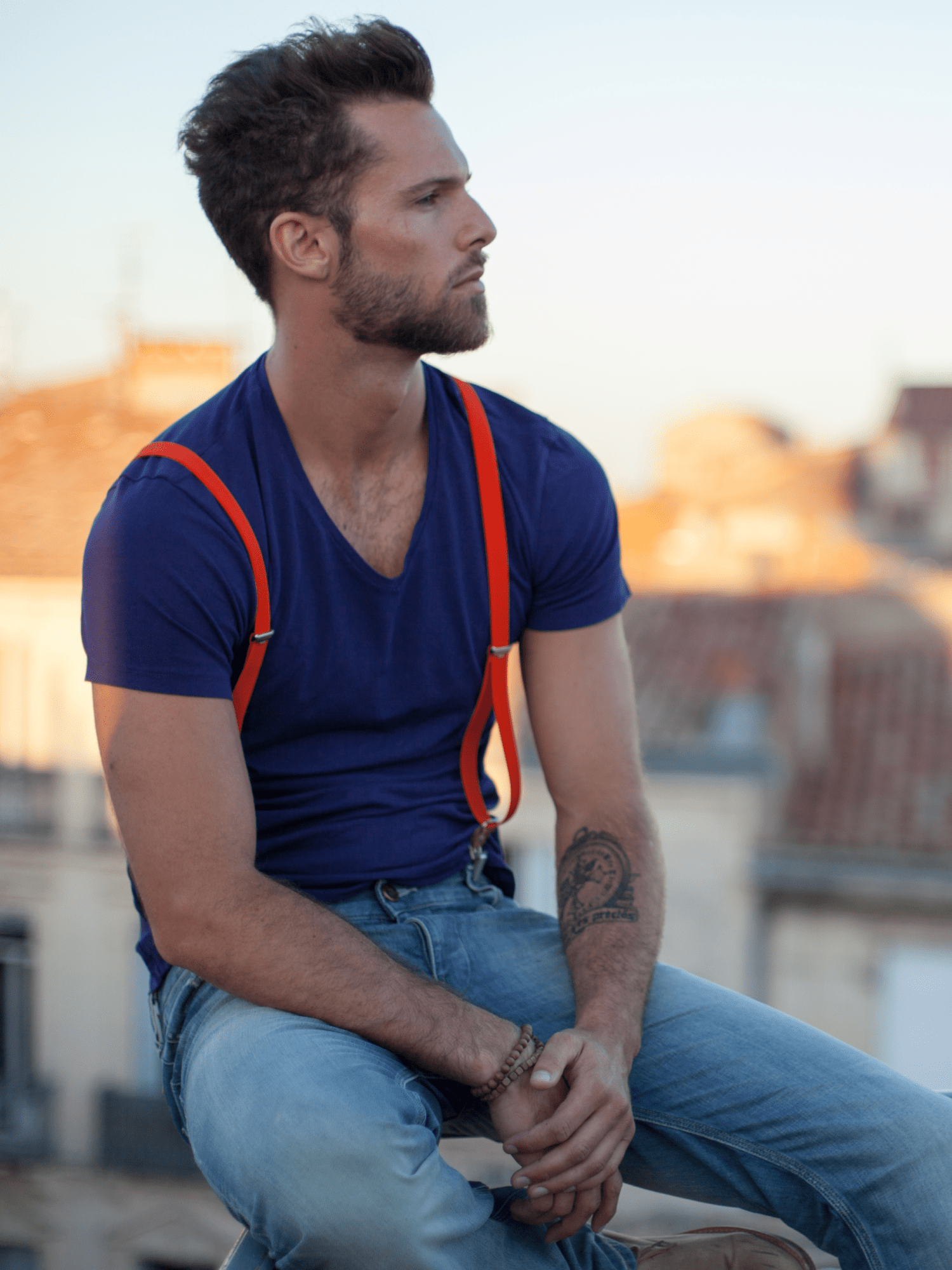 Bretelles Ultra Fines Unies Finitions Cuir Vertical x Pierrot - Pierrot