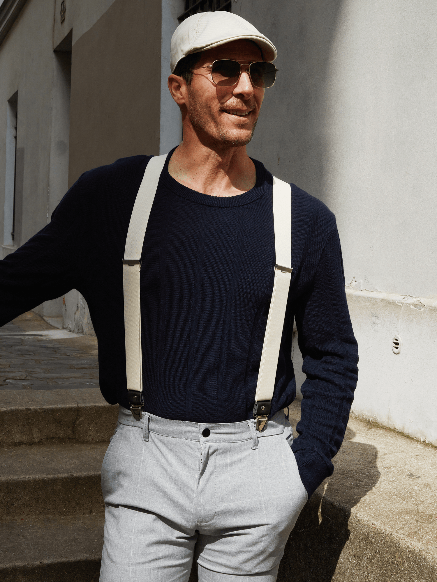 Bretelles Unies Finitions Cuir - Pierrot