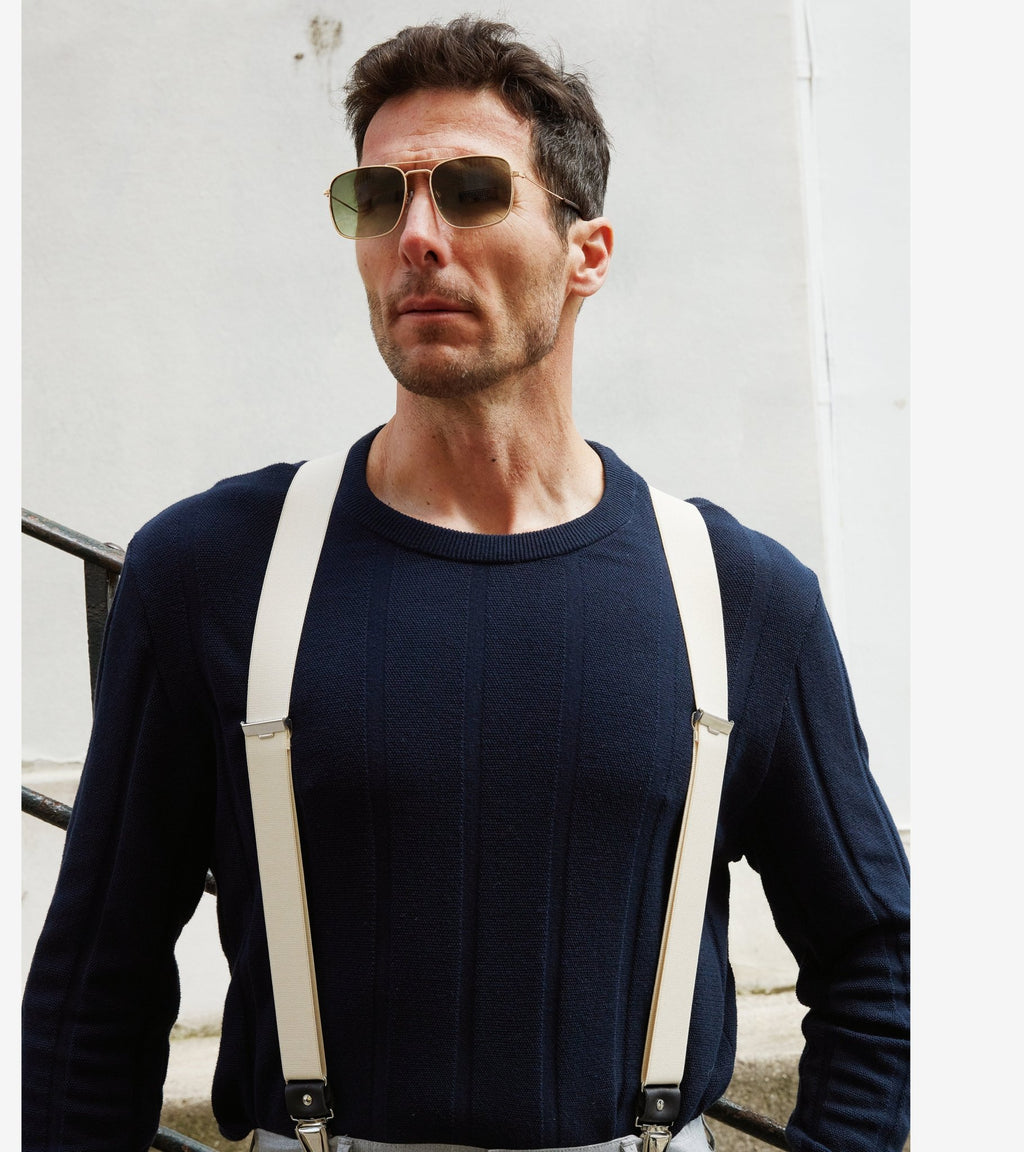 Bretelles Unies Finitions Cuir - Pierrot