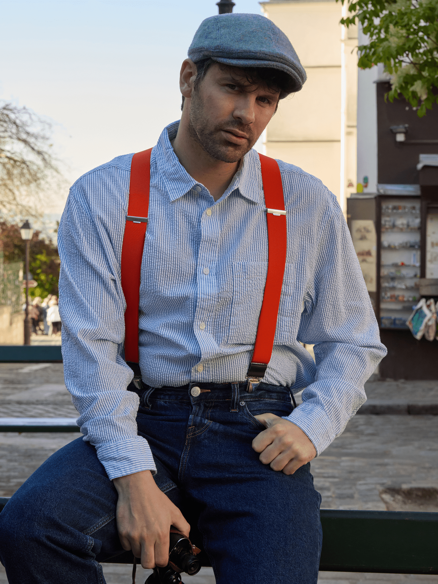 Bretelles Unies Finitions Cuir Vertical x Pierrot - Pierrot