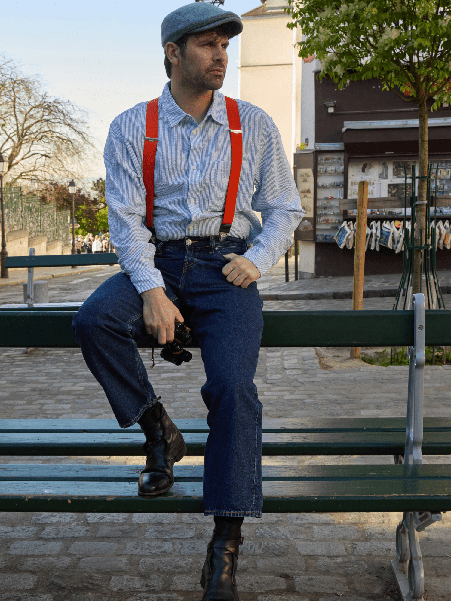 Bretelles Unies Finitions Cuir Vertical x Pierrot - Pierrot