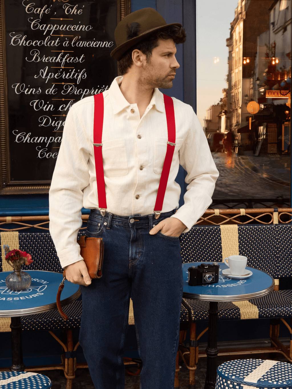 Bretelles Unies Finitions Cuir Vertical x Pierrot - Pierrot