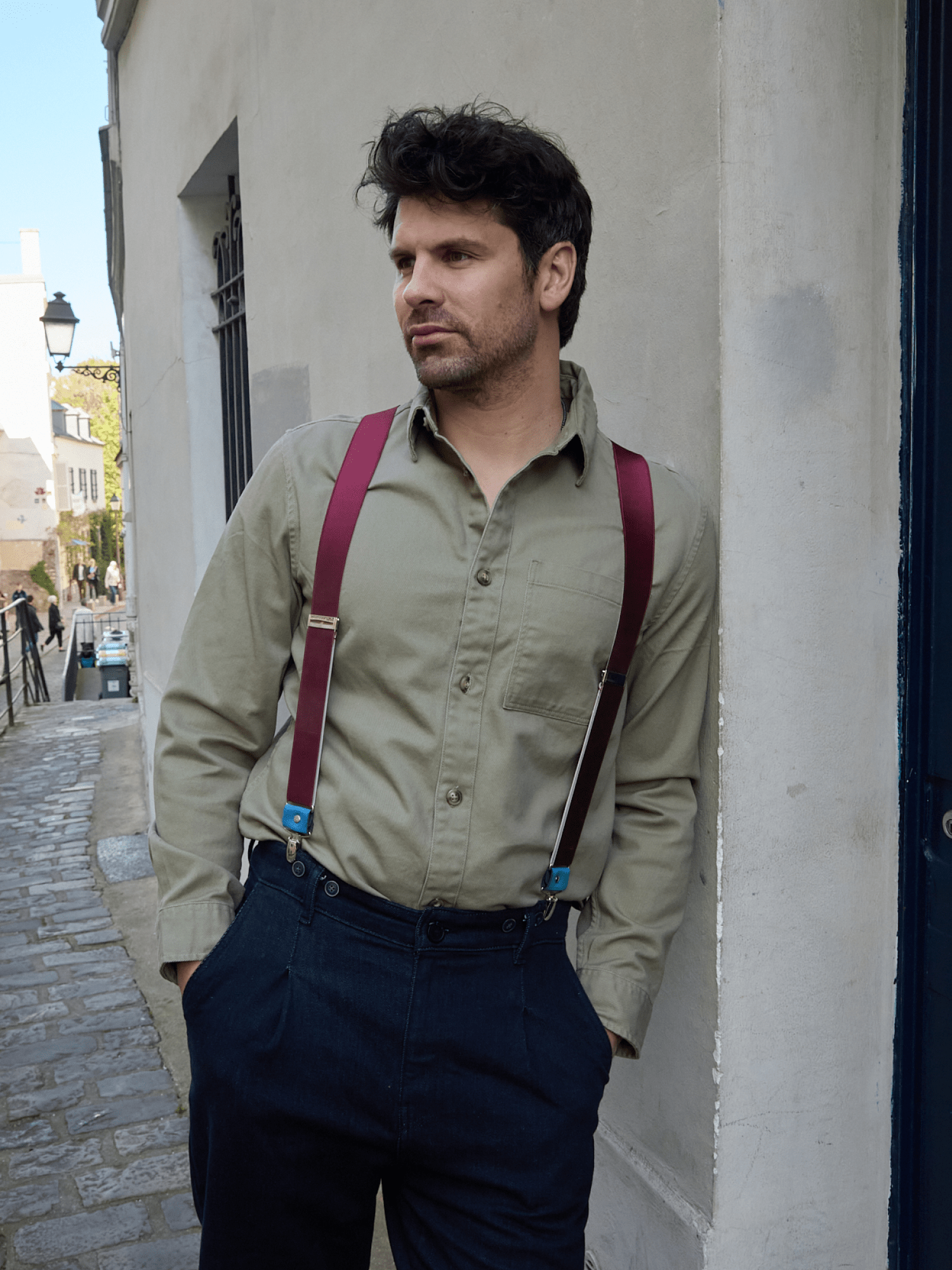 Bretelles Unies Finitions Cuir Vertical x Pierrot - Pierrot