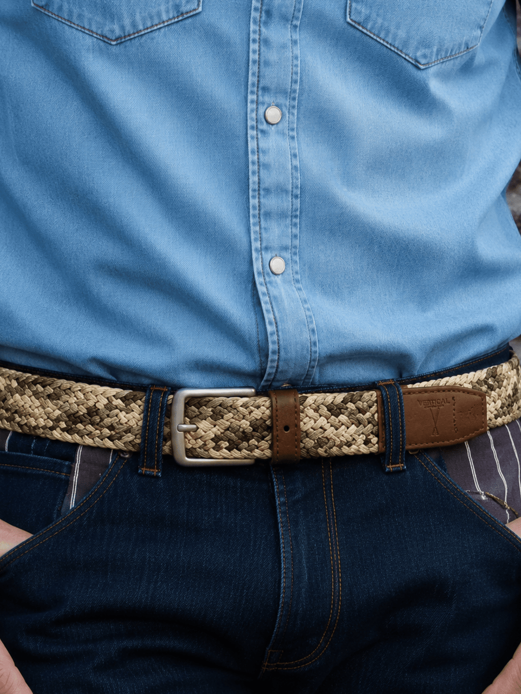 Ceinture tressée marron beige kaki Pierrot x Vertical - Pierrot