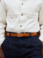 Pack de 2 ceintures en cuir noir / camel Vertical - Pierrot