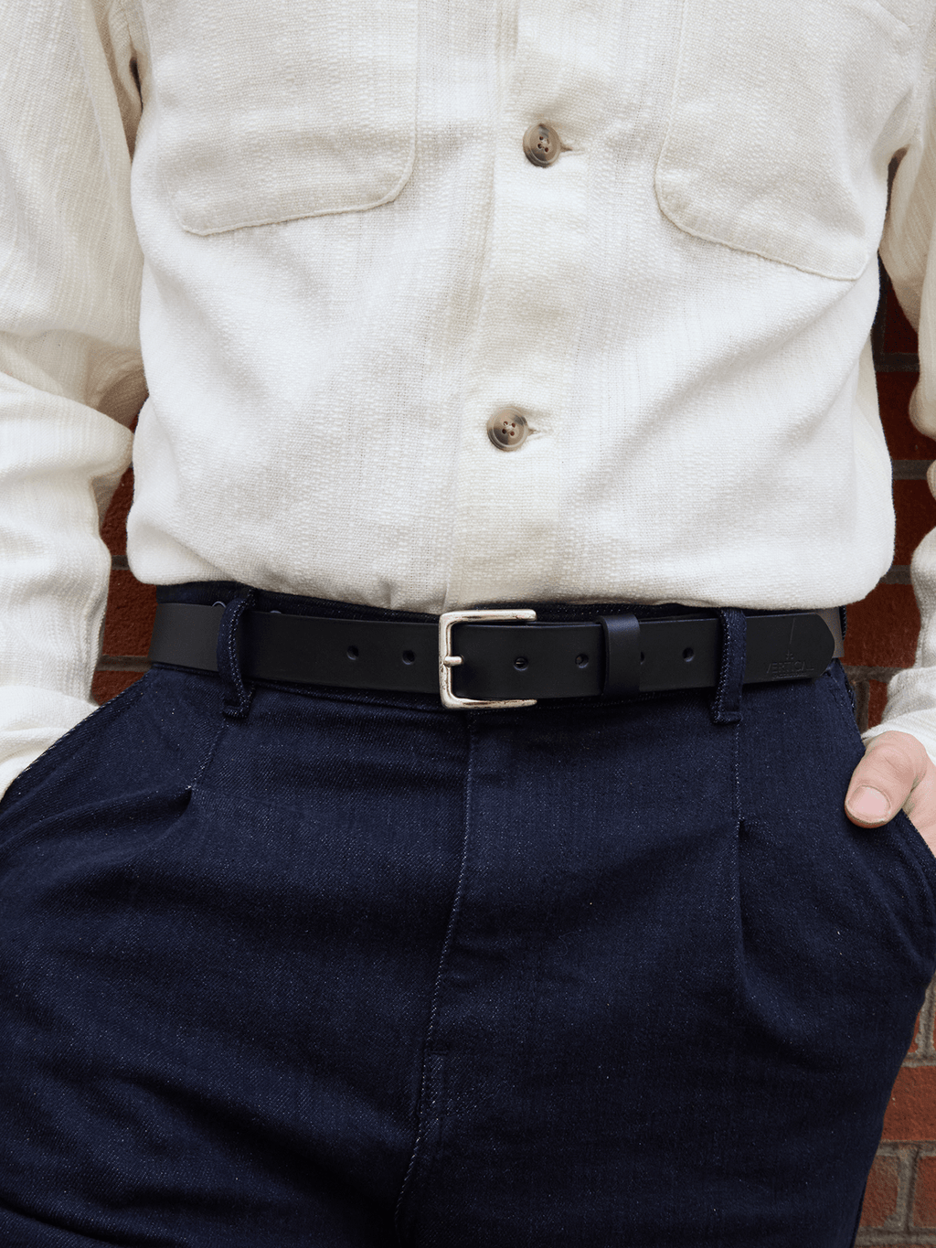 Pack de 2 ceintures en cuir noir / camel Vertical - Pierrot