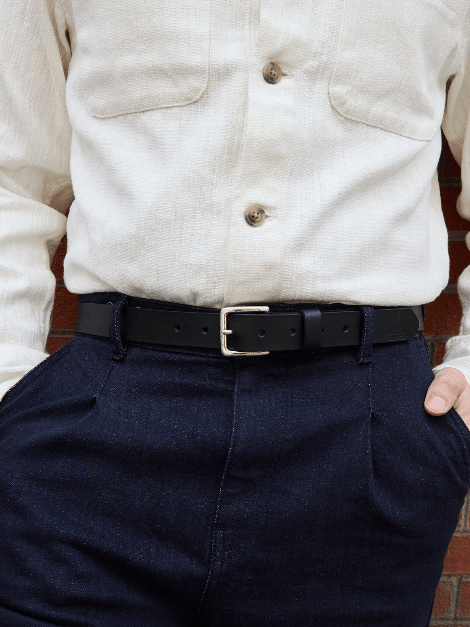 Pack de 2 ceintures en cuir noir / camel Vertical - Pierrot