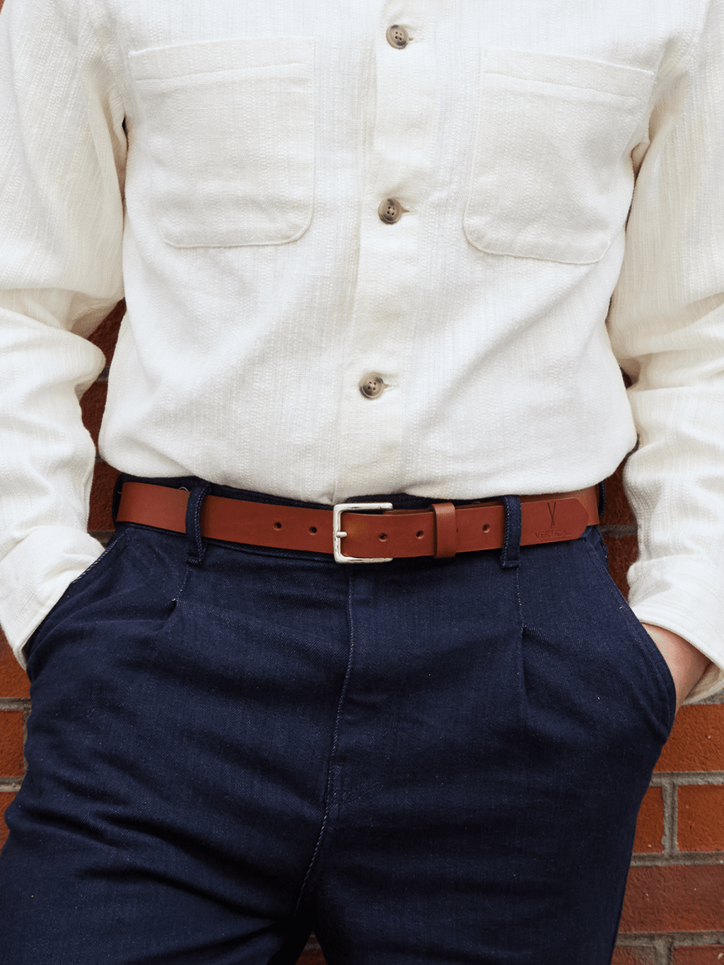 Pack de 2 ceintures en cuir noir / cognac Vertical - Pierrot