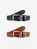 Pack de 2 ceintures en cuir noir / cognac Vertical - Pierrot