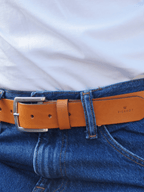 Pack de 2 ceintures en cuir noir et camel - Pierrot