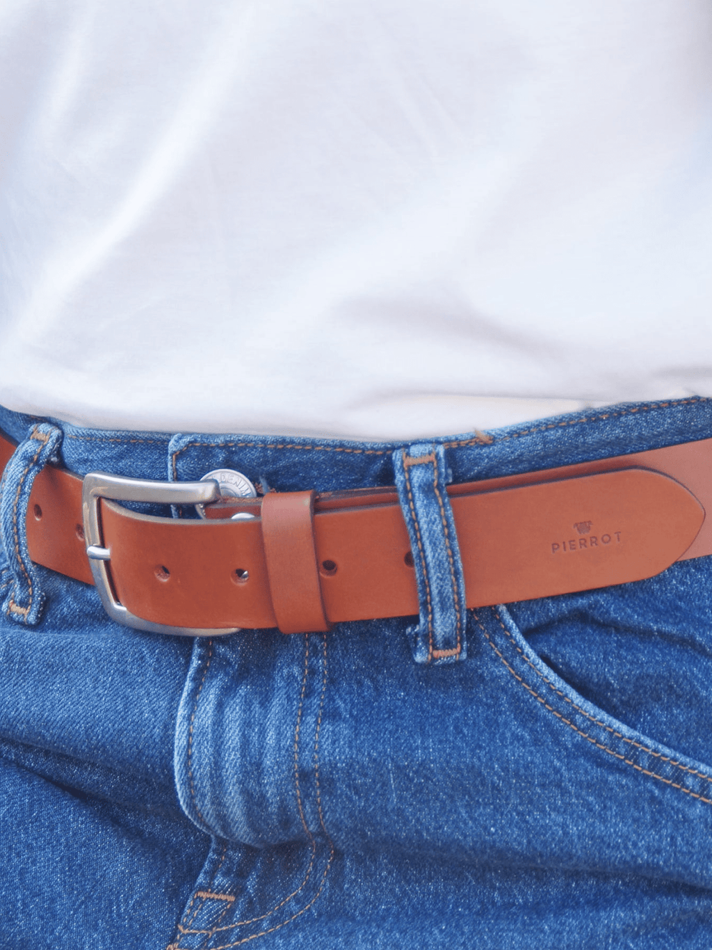 Pack de 2 ceintures en cuir noir et cognac - Pierrot