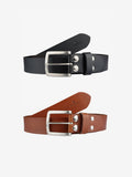 Pack de 2 ceintures en cuir noir et cognac - Pierrot
